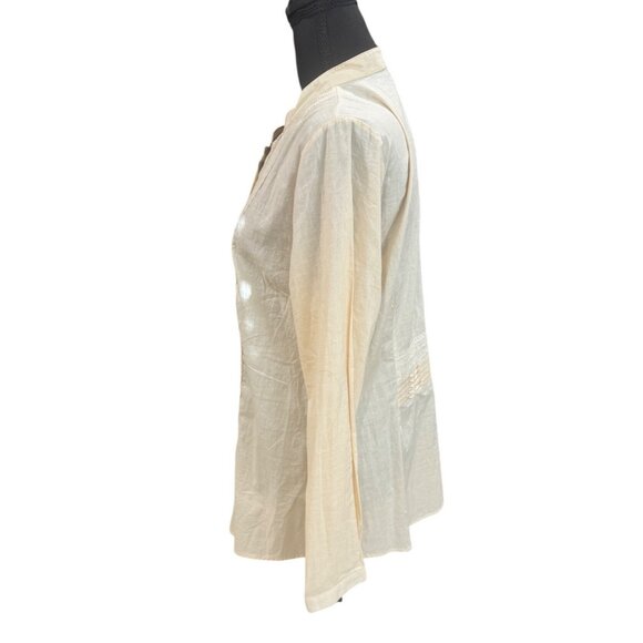 NWT Coldwater Creek Ivory Cottage Peasant Romantic Embroidered Lace Tunic Top L - Picture 5 of 11